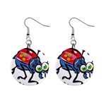 Bug Black Insect Animal Mini Button Earrings