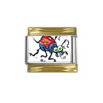 Bug Black Insect Animal Gold Trim Italian Charm (9mm)