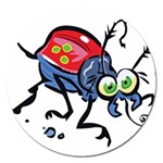 Bug Black Insect Animal Magnet 5  (Round)