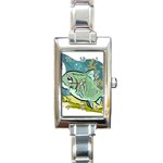 Fish Hook Worm Bait Water Hobby Rectangle Italian Charm Watch