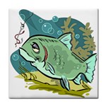 Fish Hook Worm Bait Water Hobby Tile Coaster