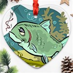 Fish Hook Worm Bait Water Hobby Ornament (Heart)