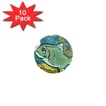Fish Hook Worm Bait Water Hobby 1  Mini Magnet (10 pack) 
