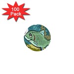 Fish Hook Worm Bait Water Hobby 1  Mini Buttons (100 pack) 