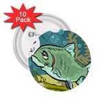 Fish Hook Worm Bait Water Hobby 2.25  Buttons (10 pack) 
