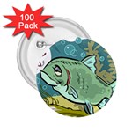 Fish Hook Worm Bait Water Hobby 2.25  Buttons (100 pack) 