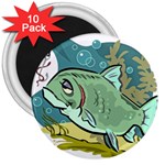 Fish Hook Worm Bait Water Hobby 3  Magnets (10 pack) 