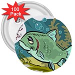 Fish Hook Worm Bait Water Hobby 3  Buttons (100 pack) 