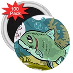 Fish Hook Worm Bait Water Hobby 3  Magnets (100 pack)