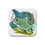Fish Hook Worm Bait Water Hobby Rubber Coaster (Square)