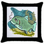 Fish Hook Worm Bait Water Hobby Throw Pillow Case (Black)
