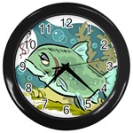 Fish Hook Worm Bait Water Hobby Wall Clock (Black)