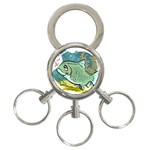 Fish Hook Worm Bait Water Hobby 3-Ring Key Chain