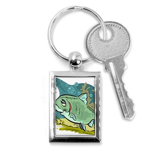 Fish Hook Worm Bait Water Hobby Key Chain (Rectangle) from ArtsNow.com Front