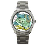 Fish Hook Worm Bait Water Hobby Sport Metal Watch