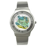 Fish Hook Worm Bait Water Hobby Stainless Steel Watch