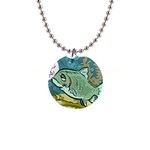 Fish Hook Worm Bait Water Hobby 1  Button Necklace