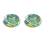 Fish Hook Worm Bait Water Hobby Cufflinks (Oval)
