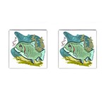 Fish Hook Worm Bait Water Hobby Cufflinks (Square)