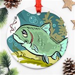Fish Hook Worm Bait Water Hobby Round Ornament (Two Sides)