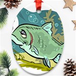 Fish Hook Worm Bait Water Hobby Oval Ornament (Two Sides)