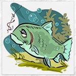 Fish Hook Worm Bait Water Hobby Canvas 16  x 16 