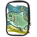 Fish Hook Worm Bait Water Hobby Compact Camera Leather Case
