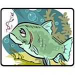 Fish Hook Worm Bait Water Hobby Fleece Blanket (Medium)