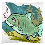 Fish Hook Worm Bait Water Hobby Large Cushion Case (One Side)