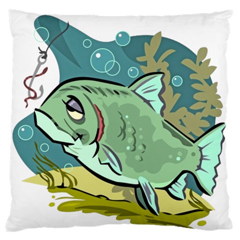 Fish Hook Worm Bait Water Hobby Standard Premium Plush Fleece Cushion Case (Two Sides) from ArtsNow.com Back