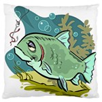 Fish Hook Worm Bait Water Hobby Large Premium Plush Fleece Cushion Case (One Side)