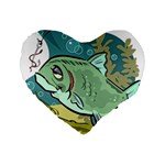 Fish Hook Worm Bait Water Hobby Standard 16  Premium Flano Heart Shape Cushions