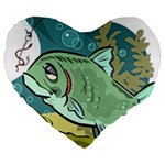 Fish Hook Worm Bait Water Hobby Large 19  Premium Flano Heart Shape Cushions