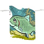 Fish Hook Worm Bait Water Hobby Lightweight Drawstring Pouch (XL)