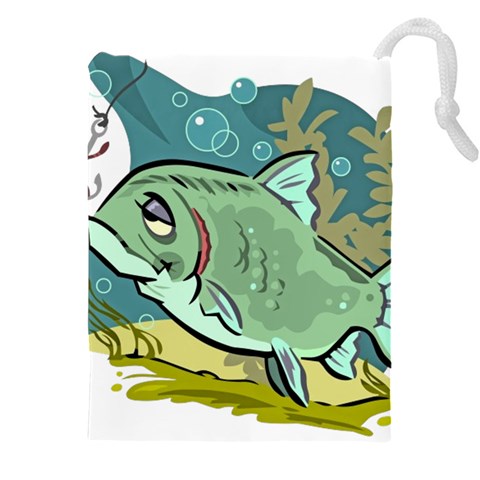 Fish Hook Worm Bait Water Hobby Drawstring Pouch (4XL) from ArtsNow.com Front