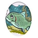 Fish Hook Worm Bait Water Hobby Oval Glass Fridge Magnet (4 pack)