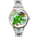 Parrot Hat Cartoon Captain Round Italian Charm Watch