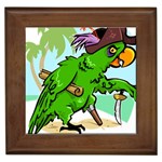 Parrot Hat Cartoon Captain Framed Tile