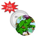 Parrot Hat Cartoon Captain 1.75  Buttons (100 pack) 