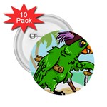 Parrot Hat Cartoon Captain 2.25  Buttons (10 pack) 
