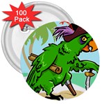 Parrot Hat Cartoon Captain 3  Buttons (100 pack) 