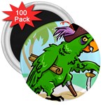 Parrot Hat Cartoon Captain 3  Magnets (100 pack)