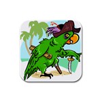 Parrot Hat Cartoon Captain Rubber Square Coaster (4 pack)