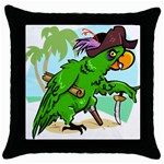 Parrot Hat Cartoon Captain Throw Pillow Case (Black)
