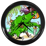 Parrot Hat Cartoon Captain Wall Clock (Black)