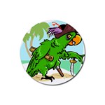 Parrot Hat Cartoon Captain Rubber Round Coaster (4 pack)