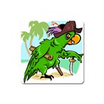 Parrot Hat Cartoon Captain Square Magnet