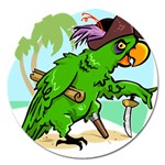 Parrot Hat Cartoon Captain Magnet 5  (Round)