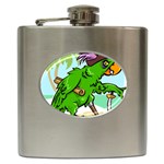 Parrot Hat Cartoon Captain Hip Flask (6 oz)