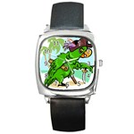 Parrot Hat Cartoon Captain Square Metal Watch